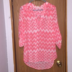 Pink and White 1/4 Sleeve Blouse